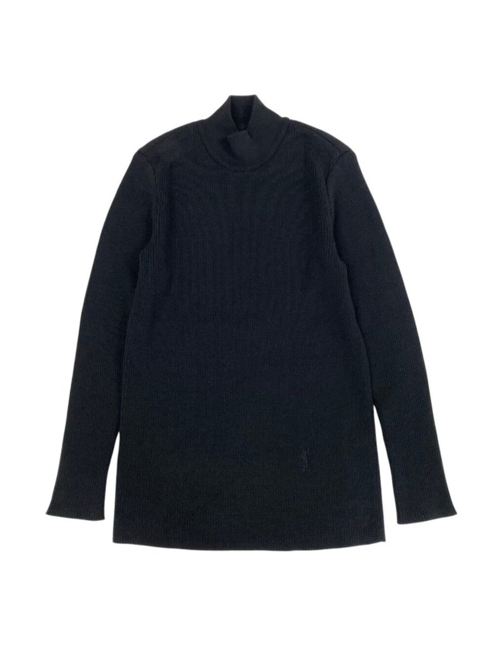 Saint Laurent High Neck Knit Sweater Cassandra Rib Black Wool M
